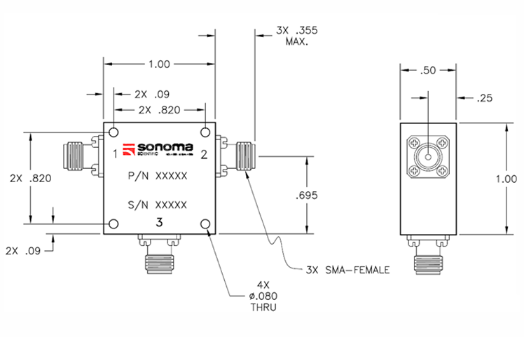 C1XM13 1.25-1.4GHz高功率SMA環行器Sonoma Scientific C1XM13 1.25-1.4GHz高功率SMA環行器Sonoma Scientific